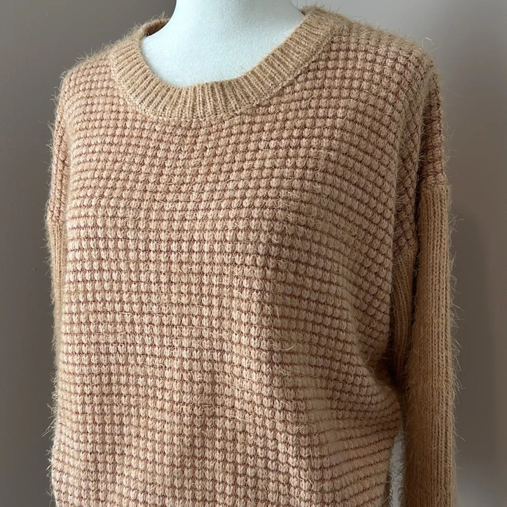 Sage The Label Fuzzy Sweater Peach Blush Beige Tan Size XS Extra Small